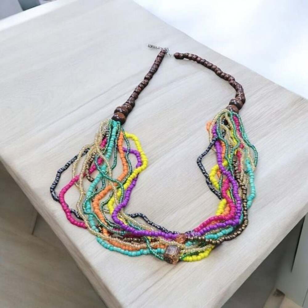 Multi colored and Brown bead necklace